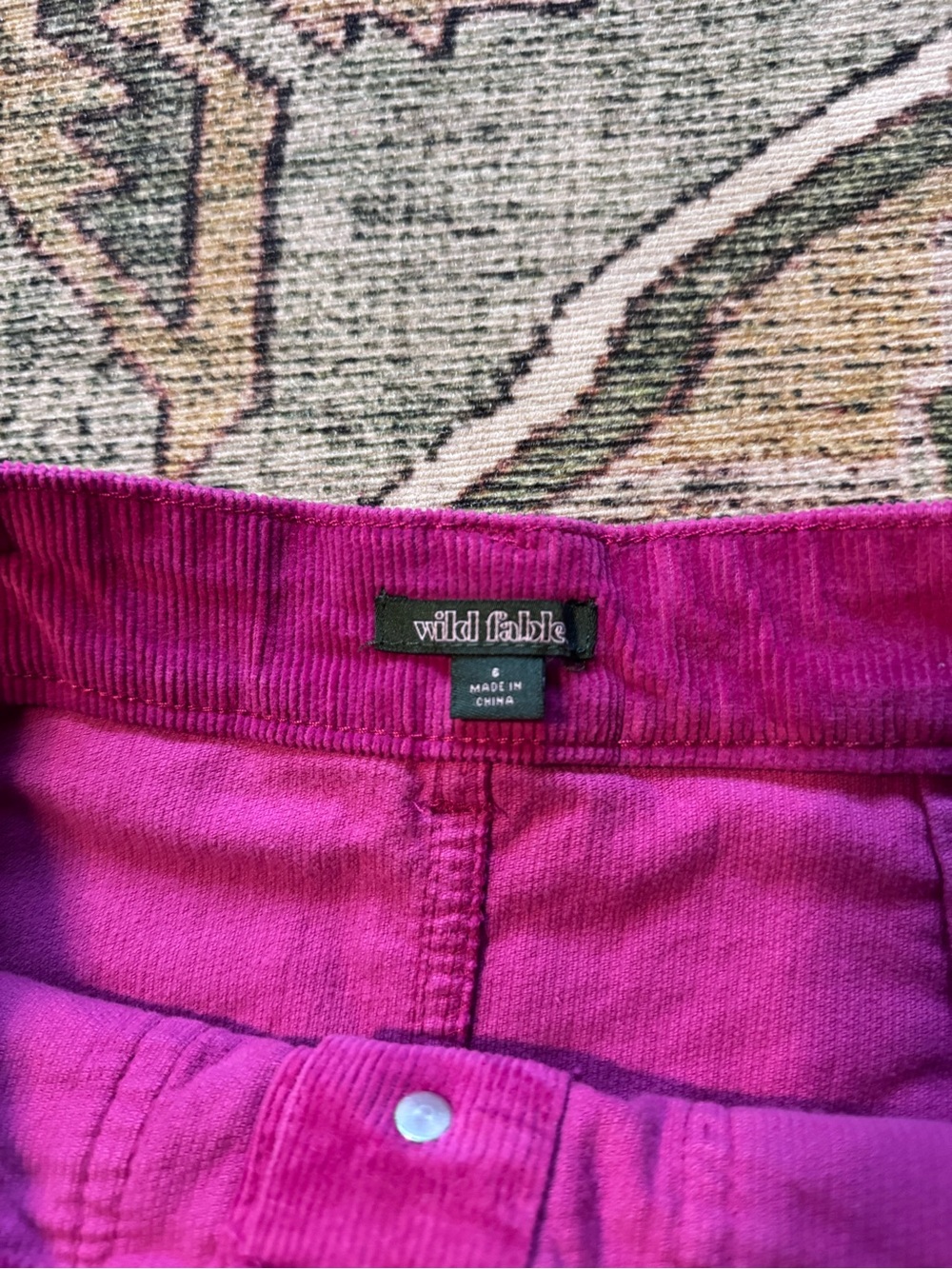 Wild Fable Button-Front Magenta Corduroy Mini Skirt Size 6 - Picture 6 of 7